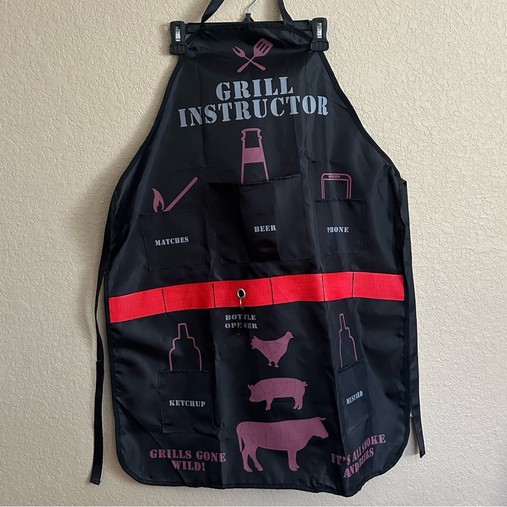 Grill Instructor Multi Pocket Apron for Grilling or Cooking